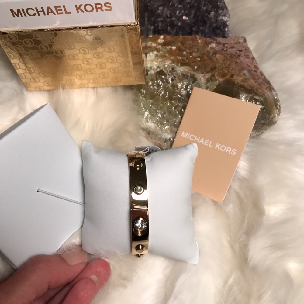Michael Kors gold & diamond bangle bracelet